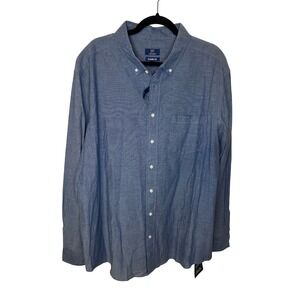 George‎ 2XL Mens Blue Poplin Classic Fit Long Sleeve Button Down Shirt NWT